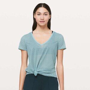 Lululemon Women's All Love Tee *Striped Mesh - Blue